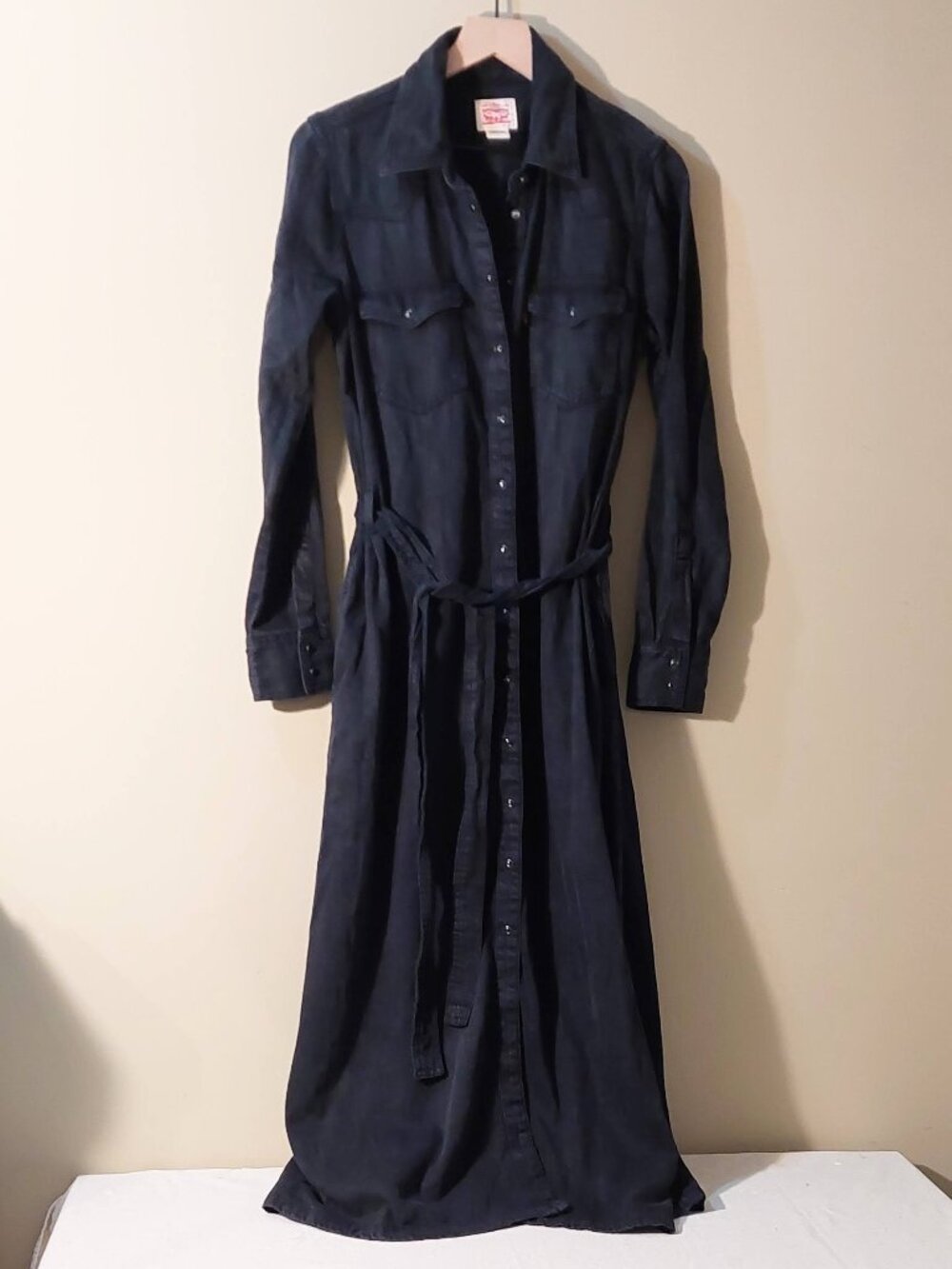 Levi's Black "Quinney" Denim Snap-Front L/S Maxi Shirtdress w/Pockets Size: M